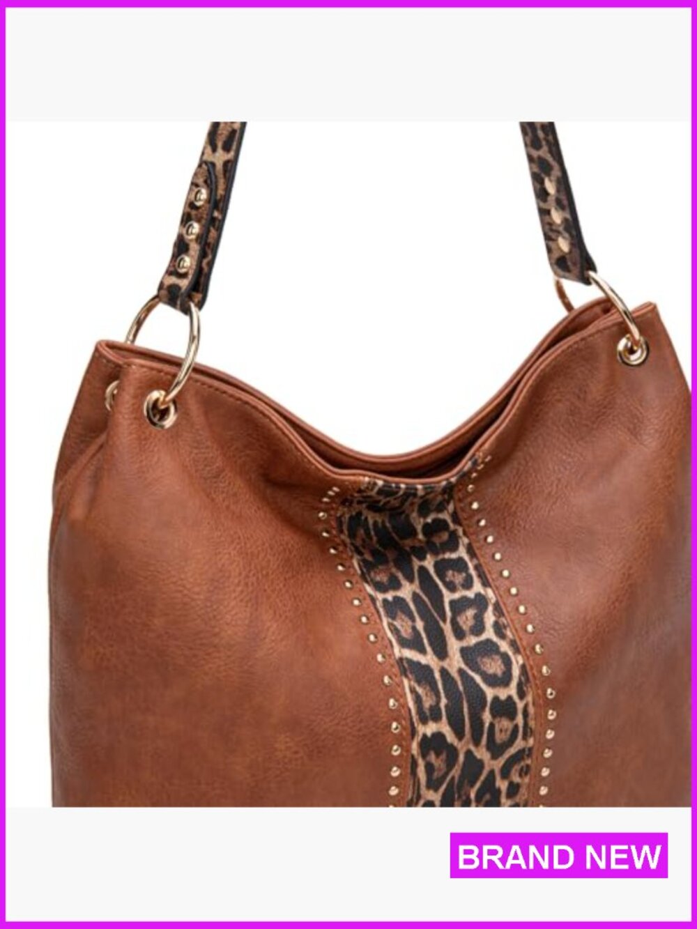 Faux Leather Hobo Bag with Back Pocket Spacious Shoulder Tote Zipper Closure - Picture 6 of 7